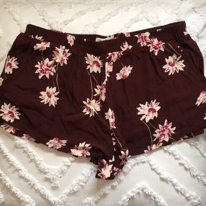 Forever 21 Floral Maroon Shorts